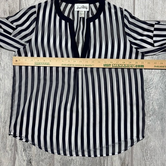 Joseph Ribkoff Women's Navy & White Striped Blouse, Sheer Size 6 - Picture 10 of 10